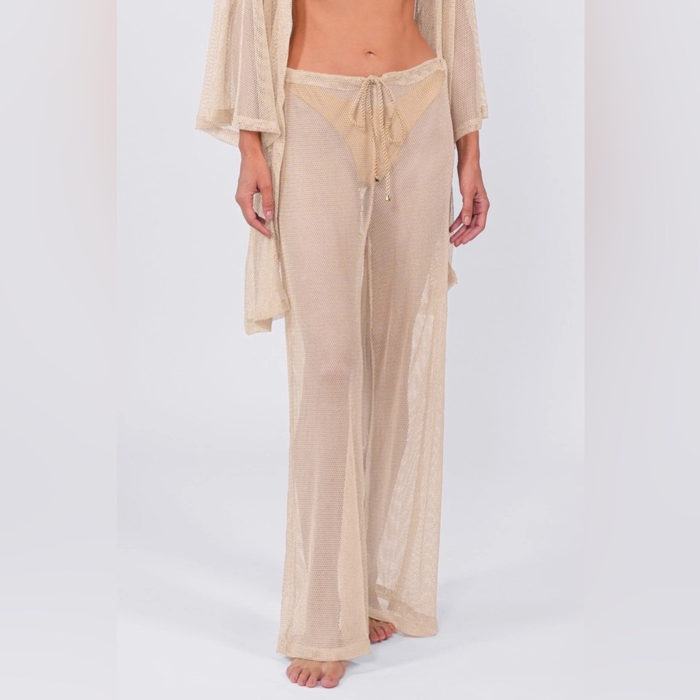 NWT ACQUA DE LUXE BÚZIOS SHIMMER PANTS - GOLD